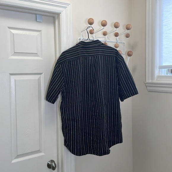 Harley-Davidson - Y2K Vertical Striped Short Sleeve Button Down - Black - L - Picture 5 of 10
